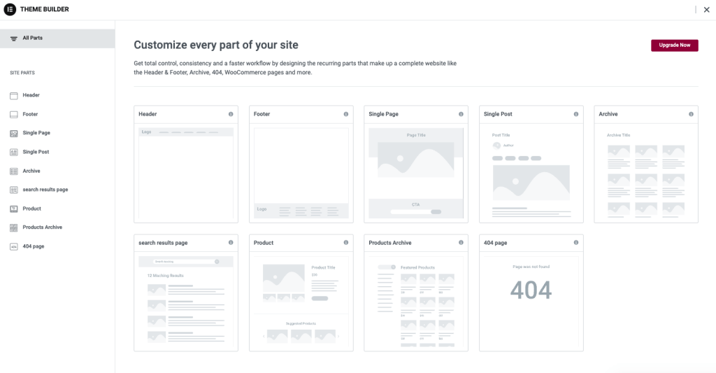 Elementor Theme Builder